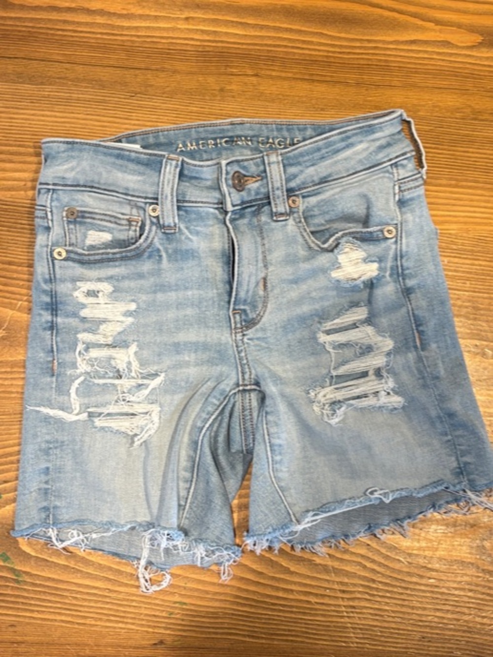 Abercrombie & Fitch Light Blue Ripped Denim Shorts - Women